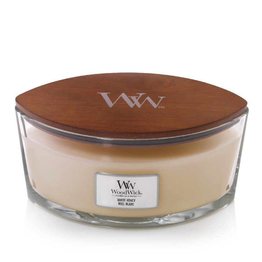 Ароматична свічка з ароматом апельсинового цуката Woodwick Ellipse White Honey 453 г - фото №1 Ароматична свічка з ароматом апельсинового цуката Woodwick Ellipse White Honey 453 г - фото №1
